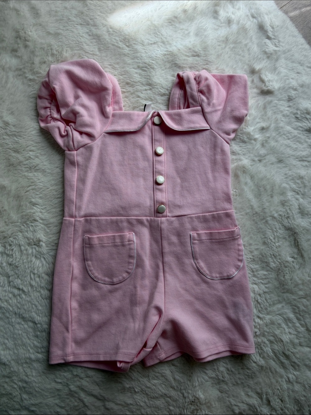 Janie and Jack Light Pink Puff-Sleeve Romper